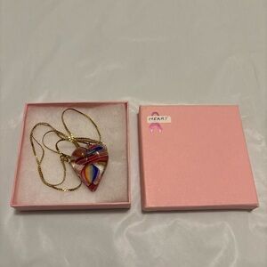 Multicolor Large Pendant Heart Necklace